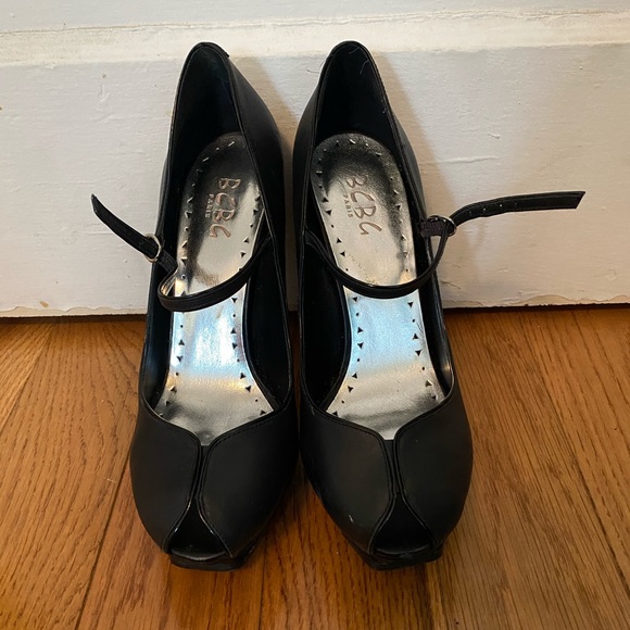 BCBG Peep-toe Black Pumps - Picture 1 of 6